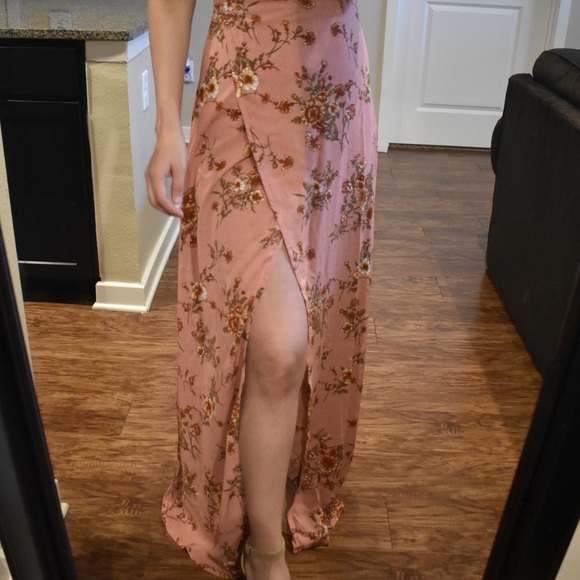 Floral Pink Maxi Wrap Dress - Picture 5 of 6